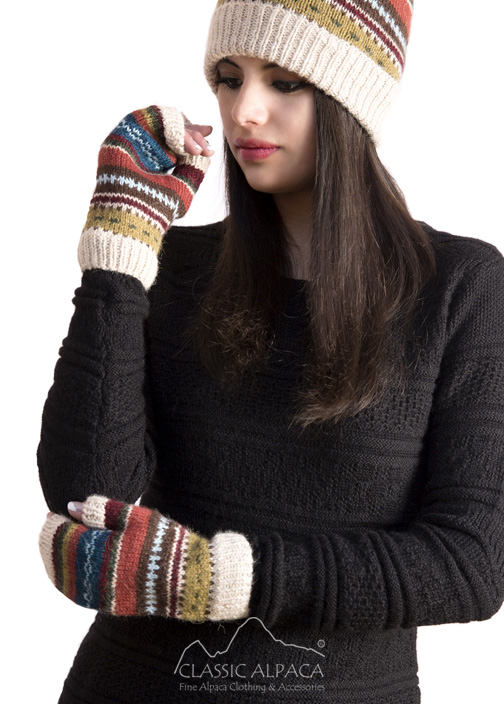 Textured Ski Alpaca Fingerless Gloves Textured Ski Alpaca Fingerless Gloves