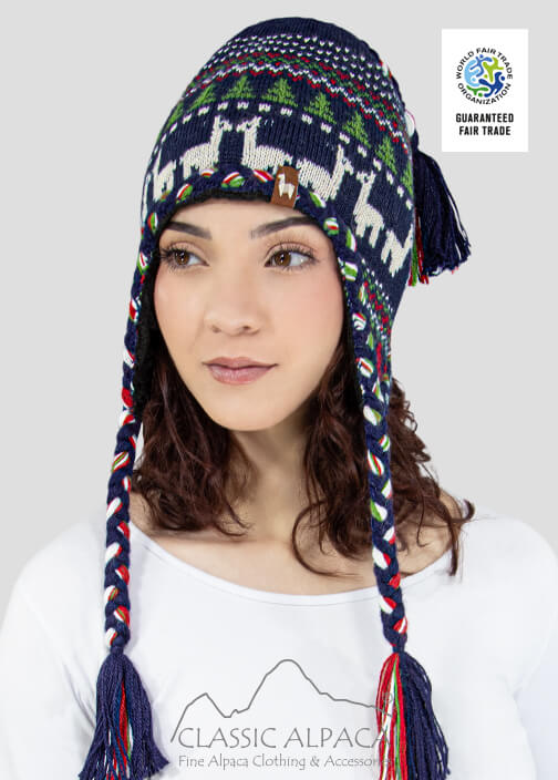 Alpine Ski Alpaca Hat with Ear Flaps - Fleece Lining Alpine Ski Alpaca Hat with Ear Flaps - Fleece Lining