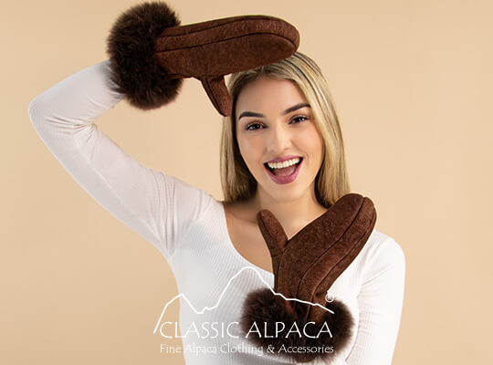 Skin Sheep Mittens with Alpaca Fur