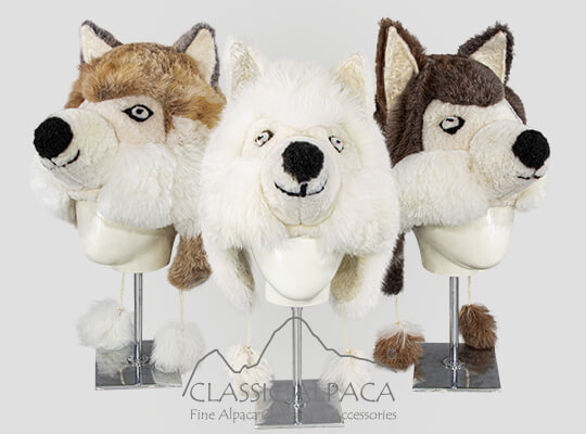 Alpaca Fur Wolf Hat With Ear Flaps