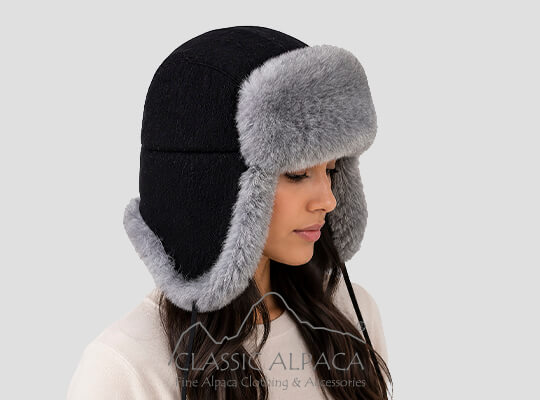 PREMIUM Unisex Baby Alpaca Fur Flap Hat - Fur Lined