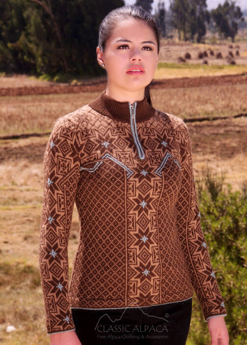 Ski Nordic Alpaca Zip Neck Sweater